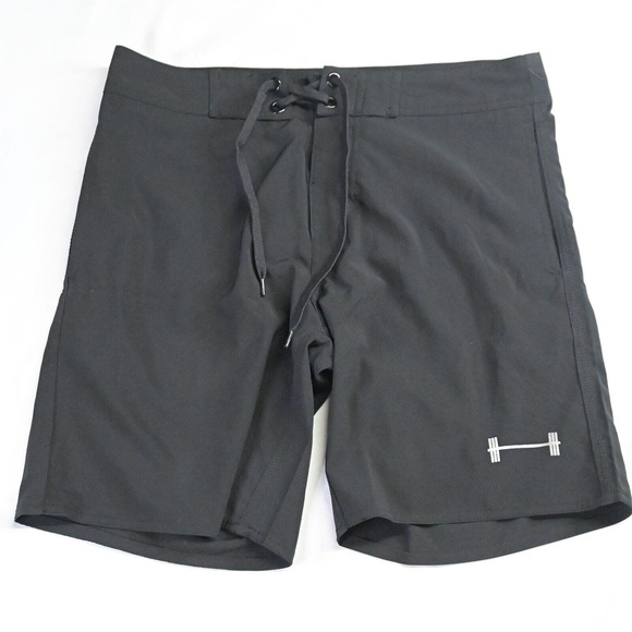 Barbell 28 x 8"‎ Black Unlined Board Shorts - Picture 1 of 5